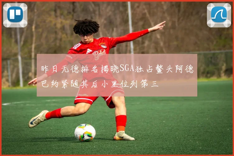 昨日无德排名揭晓SGA独占鳌头阿德巴约紧随其后小里位列第三